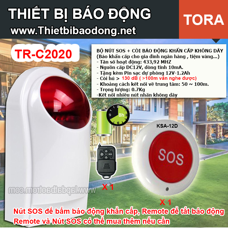 Bộ còi hú báo động khẩn cấp điều khiển từ xa TR-C2020 Bộ còi hú báo động khẩn cấp điều khiển từ xa TR-C2020