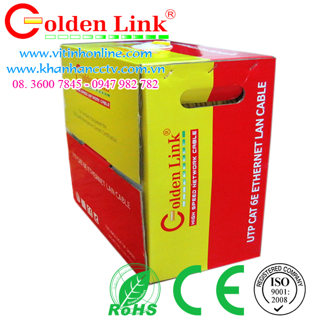 Dây cáp mạng Golden Link UTP CAT6 Vàng 3 Dây cáp mạng Golden Link UTP CAT6 Vàng 3